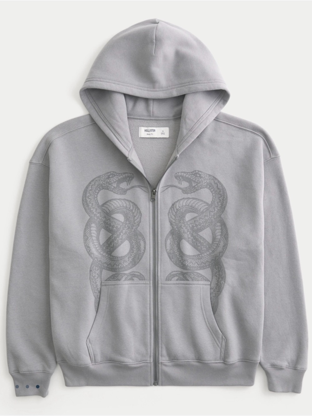 Hollister Double Snake Graphic Zip Up Hoodie Boxy NWT